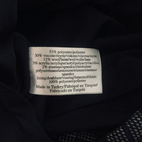 LAURA ASHLEY Dress 8 Shift Plaid Navy Checked Wool Front Pockets Keyhole Closure - Picture 14 of 16